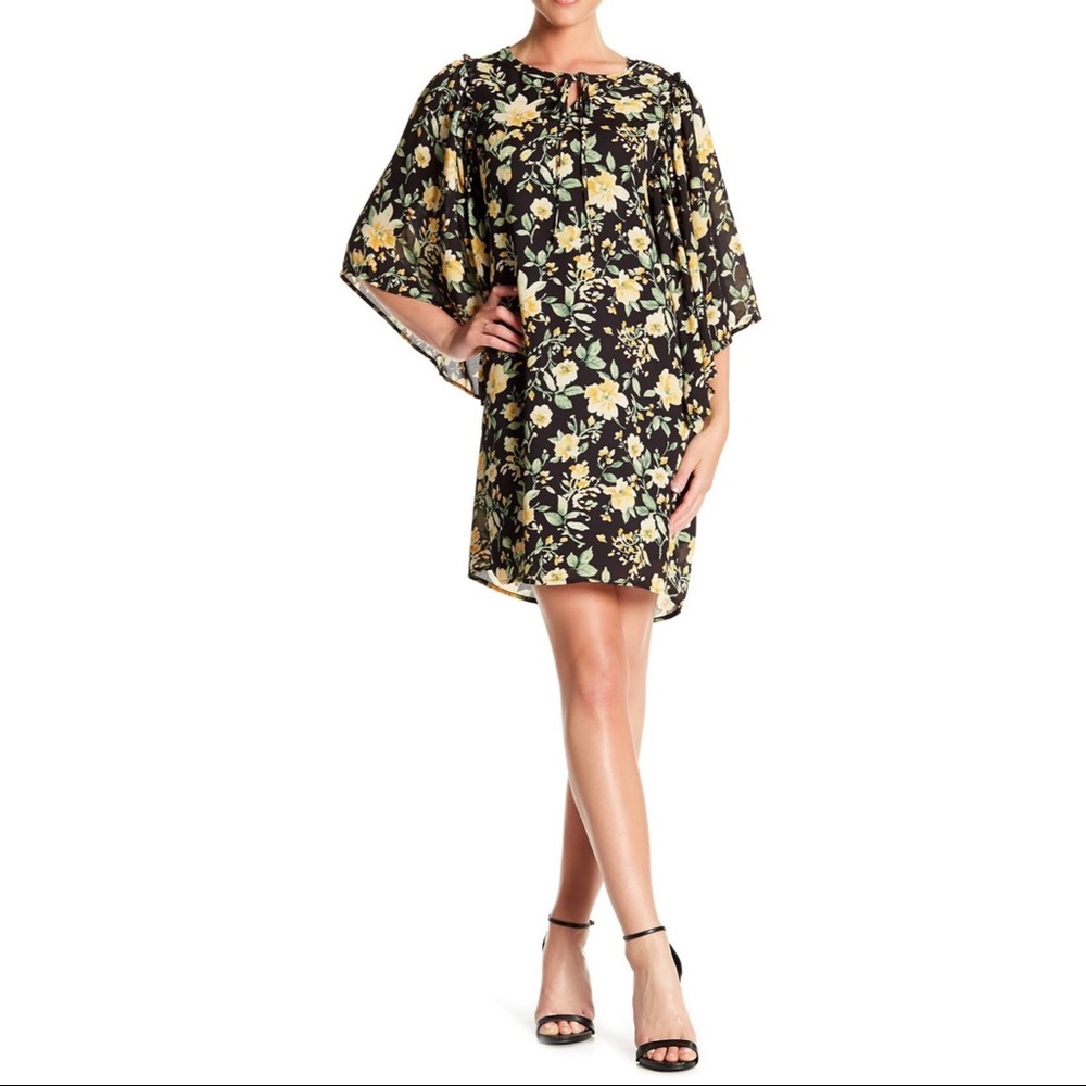 Bobeau Floral Butterfly Sleeve Mini Dress